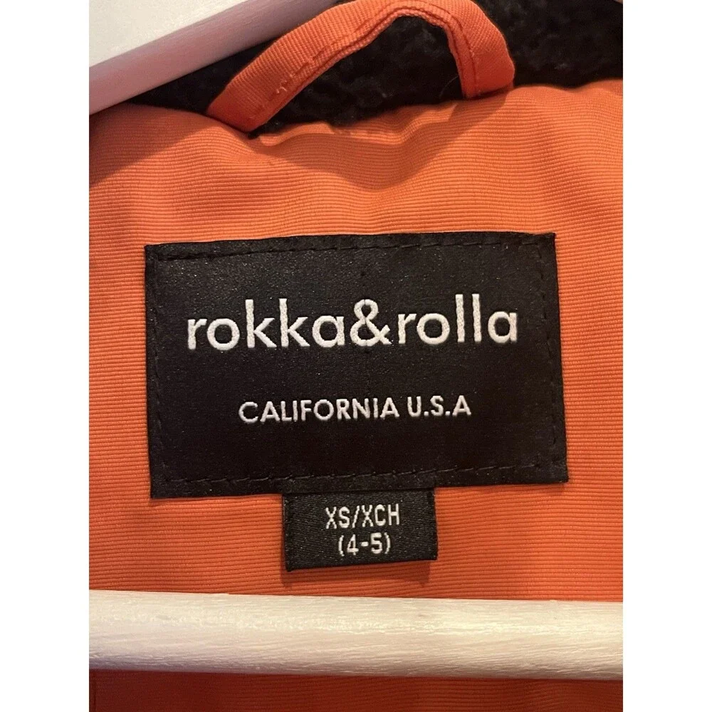 Rokka&Rolla Boy’s Parka Jacket Sherpa Fleece w/ Fur Hood Winter Snow Coat Sz 4-5